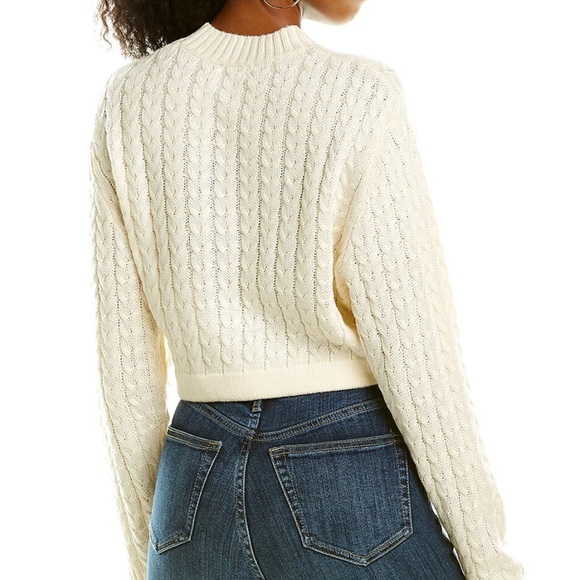 Danielle Bernstein cropped mock neck cable sweater - Picture 2 of 4